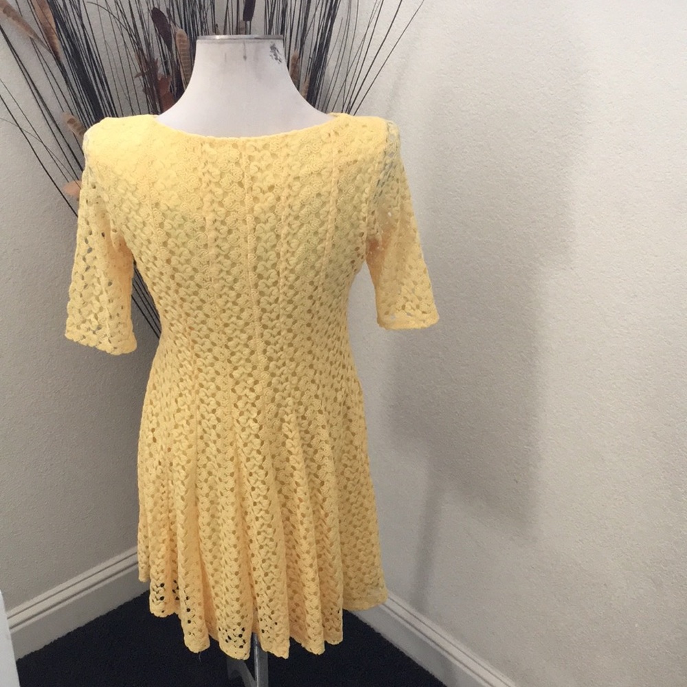 Rabbit Rabbit Rabbit Yellow Lace Fit Flare Dress - Picture 7 of 9